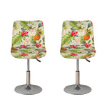 White Aloha Pineapple Pattern Print Bar Stool Covers