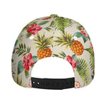 White Aloha Pineapple Pattern Print Baseball Cap