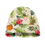 White Aloha Pineapple Pattern Print Beanie