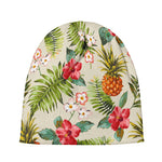 White Aloha Pineapple Pattern Print Beanie