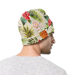White Aloha Pineapple Pattern Print Beanie