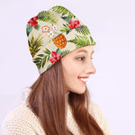 White Aloha Pineapple Pattern Print Beanie
