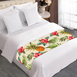 White Aloha Pineapple Pattern Print Bed Runner