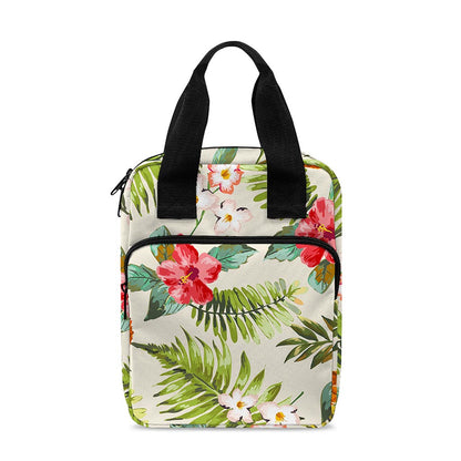 White Aloha Pineapple Pattern Print Bible Tote Bag