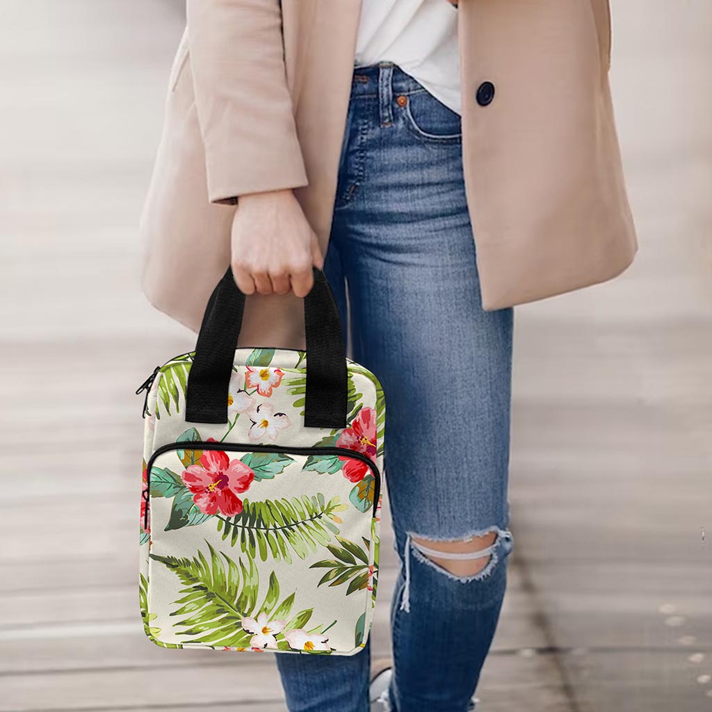White Aloha Pineapple Pattern Print Bible Tote Bag
