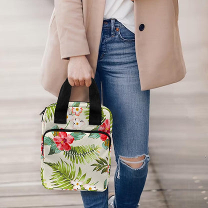 White Aloha Pineapple Pattern Print Bible Tote Bag