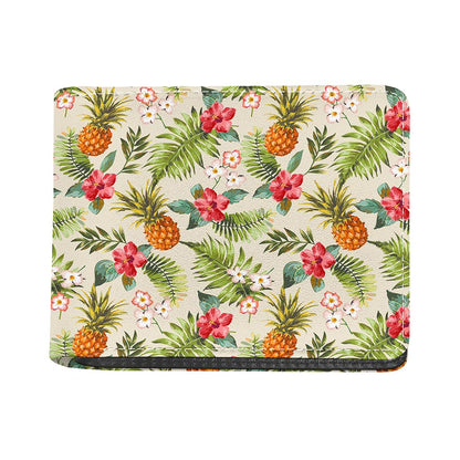White Aloha Pineapple Pattern Print Bifold Wallet