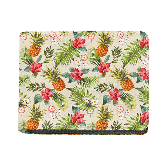 White Aloha Pineapple Pattern Print Bifold Wallet