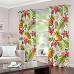 White Aloha Pineapple Pattern Print Blackout Grommet Curtains