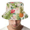 White Aloha Pineapple Pattern Print Bucket Hat