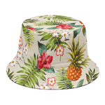 White Aloha Pineapple Pattern Print Bucket Hat