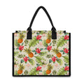 White Aloha Pineapple Pattern Print Canvas Tote Bag