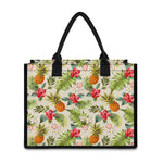 White Aloha Pineapple Pattern Print Canvas Tote Bag