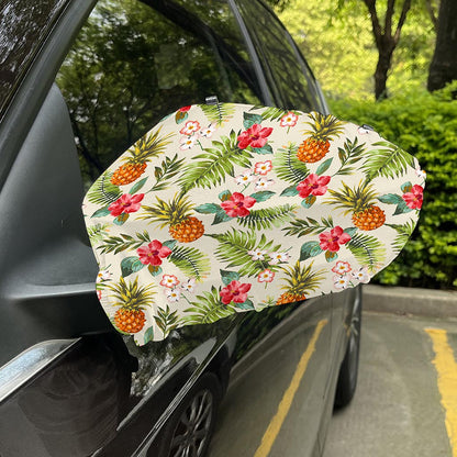 White Aloha Pineapple Pattern Print Car Side Mirror Covers