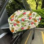 White Aloha Pineapple Pattern Print Car Side Mirror Covers