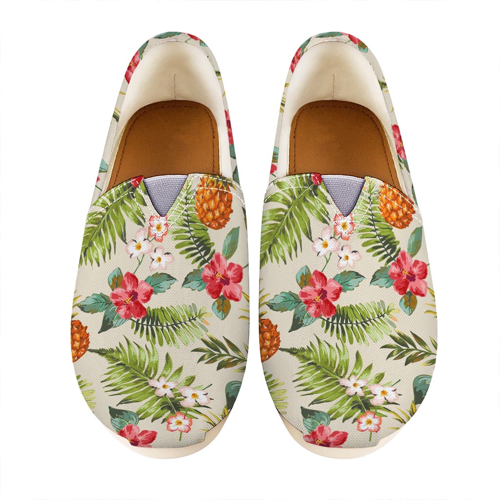 White Aloha Pineapple Pattern Print Casual Shoes
