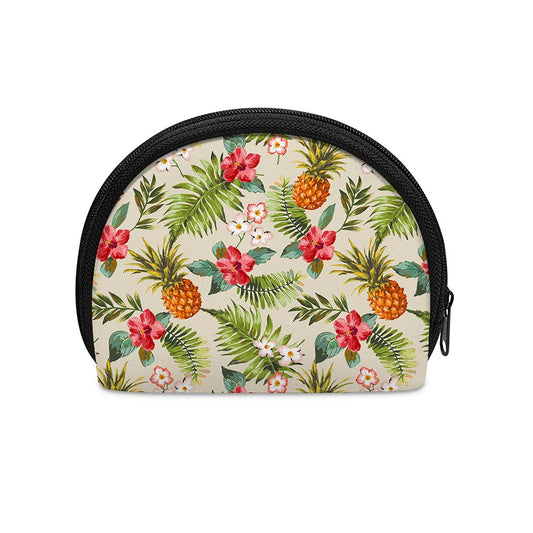White Aloha Pineapple Pattern Print Coin Purse