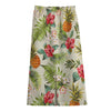 White Aloha Pineapple Pattern Print Cotton Front Slit Maxi Skirt