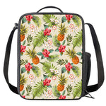 White Aloha Pineapple Pattern Print Crossbody Lunch Bag