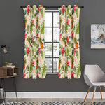 White Aloha Pineapple Pattern Print Curtain