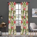 White Aloha Pineapple Pattern Print Curtain