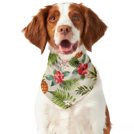 White Aloha Pineapple Pattern Print Dog Bandana