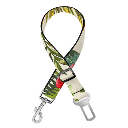 White Aloha Pineapple Pattern Print Dog Seat Belt