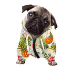 White Aloha Pineapple Pattern Print Dog Zip Up Hoodie