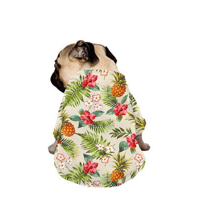 White Aloha Pineapple Pattern Print Dog Zip Up Jacket