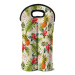 White Aloha Pineapple Pattern Print Double Neoprene Wine Tote