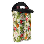 White Aloha Pineapple Pattern Print Double Neoprene Wine Tote