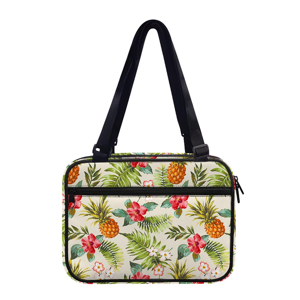 White Aloha Pineapple Pattern Print Double Strap Bible Bag