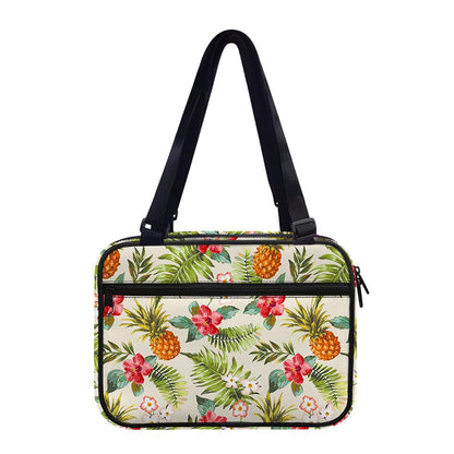 White Aloha Pineapple Pattern Print Double Strap Bible Bag