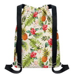 White Aloha Pineapple Pattern Print Drawstring Backpack