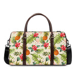 White Aloha Pineapple Pattern Print Duffle Bag