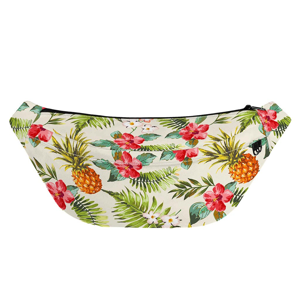 White Aloha Pineapple Pattern Print Fanny Pack