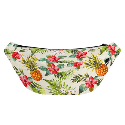White Aloha Pineapple Pattern Print Fanny Pack