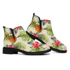 White Aloha Pineapple Pattern Print Flat Ankle Boots