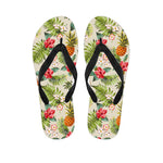 White Aloha Pineapple Pattern Print Flip Flops