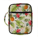 White Aloha Pineapple Pattern Print Front Pocket Bible Bag