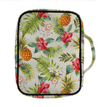 White Aloha Pineapple Pattern Print Front Pocket Bible Bag