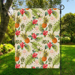 White Aloha Pineapple Pattern Print Garden Flag