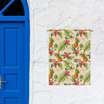 White Aloha Pineapple Pattern Print Garden Flag