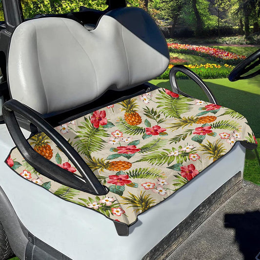 White Aloha Pineapple Pattern Print Golf Cart Seat Cover