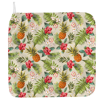 White Aloha Pineapple Pattern Print Hand Towel