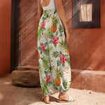 White Aloha Pineapple Pattern Print Harem Pants