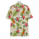 White Aloha Pineapple Pattern Print Hawaiian Shirt