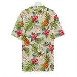 White Aloha Pineapple Pattern Print Hawaiian Shirt