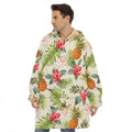 White Aloha Pineapple Pattern Print Hoodie Blanket