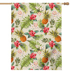White Aloha Pineapple Pattern Print House Flag